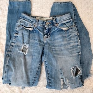 Charlotte Russe Slouchy Slim Super distressed jeans size 0 Grunge Relaxed
